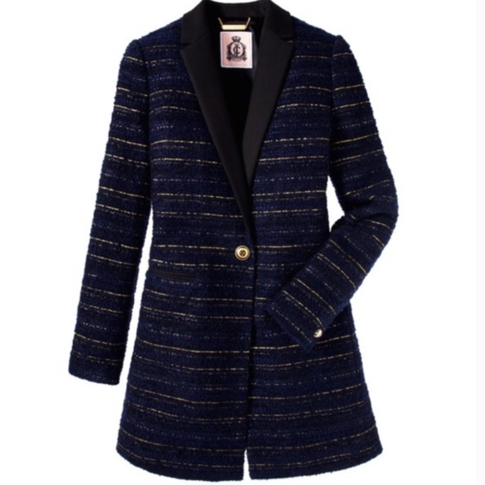 Juicy Couture- Navy Gold Stripe Blazer Coat